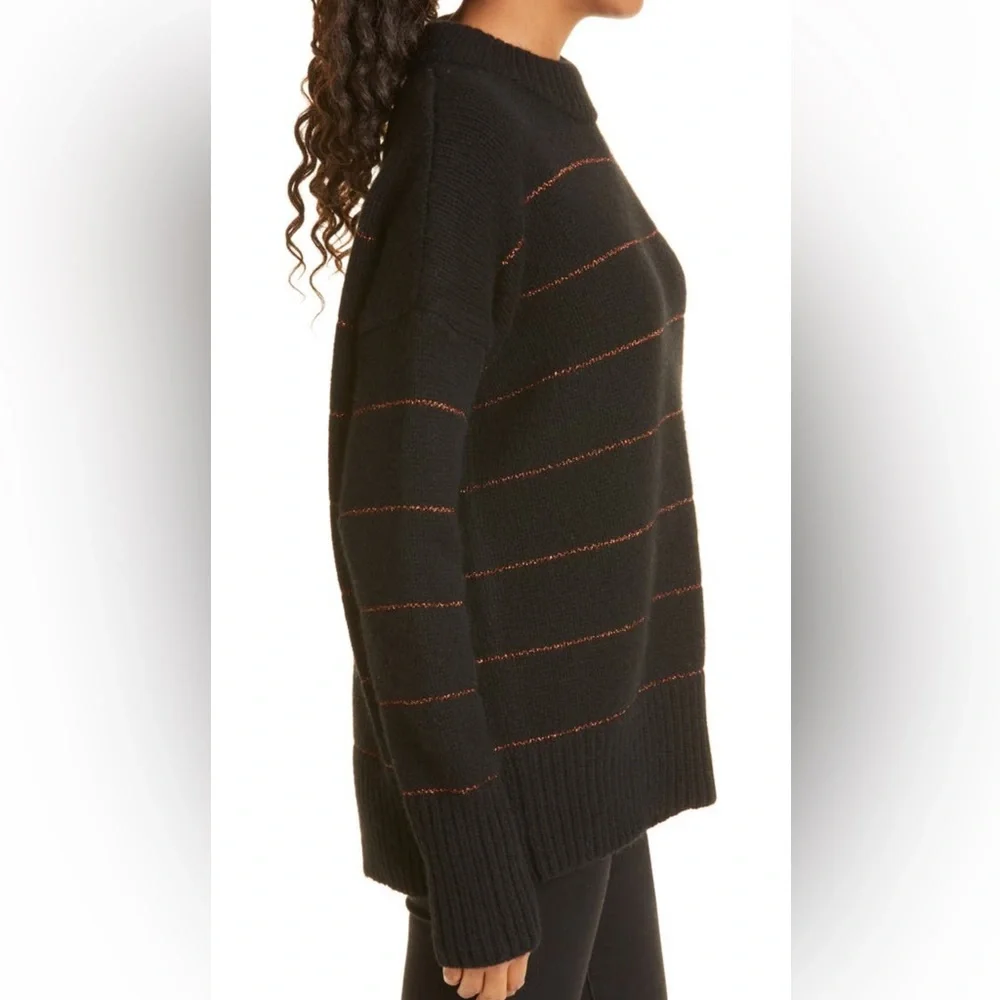45% off! La Ligne Marin Wool & Cashmere Black and Copper Striped Sweater - Picture 3 of 7